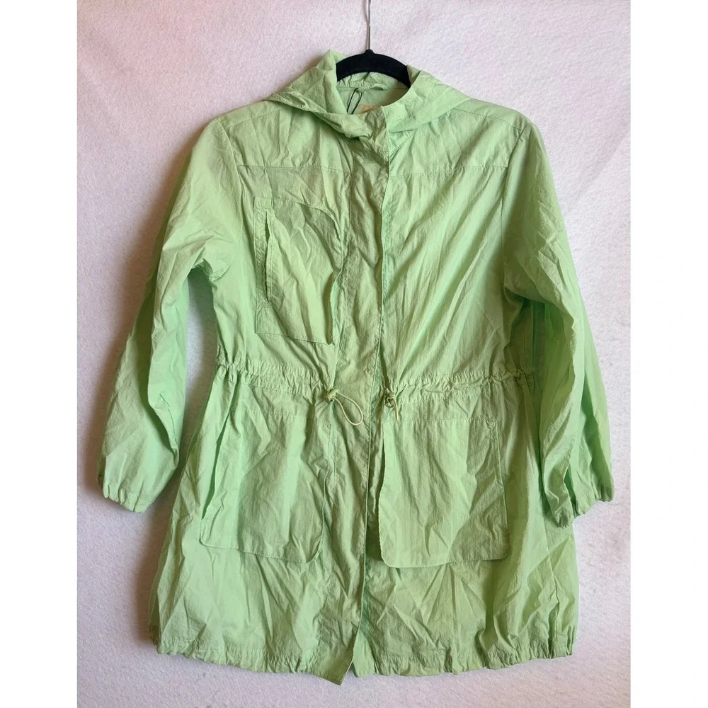 Zara Kids Mint Green Lightweight Hooded Utility Jacket Windbreaker Size 9-10 NWT
